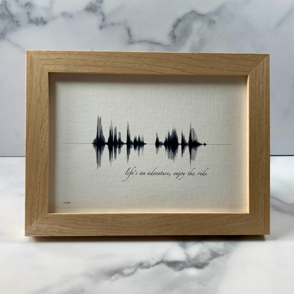 NEW Life's An Adventure Soundwave Framed Canvas 5x7in Black White Modern Rustic